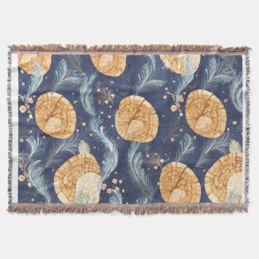 Couverture Boho Grain de Bois Éventail et Navy Feather Botani (Devant)