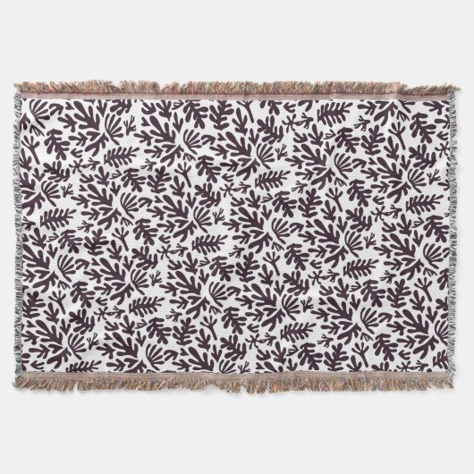 Couverture Boho Matisse Formes botaniques Motif gris noir (Devant)