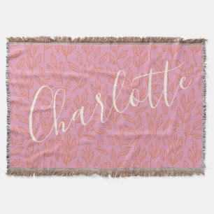 Couverture Boho Motif de feuille botanique en rose Personnali