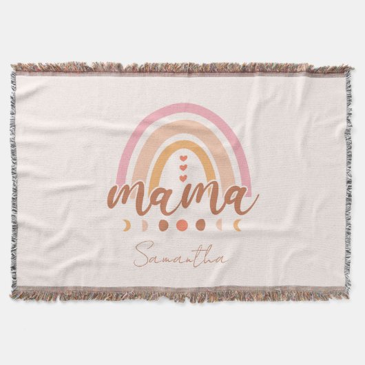 Couverture Boho Rainbow Mama avec phases de lune (Devant)