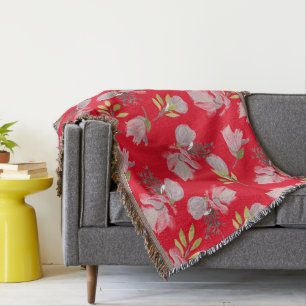 Couverture Boho rouge motif aquarelle florale belle moderne