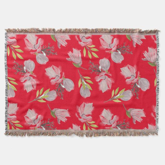 Couverture Boho rouge motif aquarelle florale belle moderne (Devant)