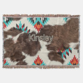 Couverture Boho Southwestern Cowhide Aztec Nom du Motif (Devant)
