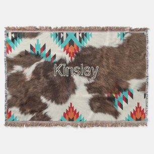 Couverture Boho Southwestern Cowhide Aztec Nom du Motif