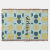 Couverture Boho Sun Moon Stars Baby Blue Yellow Personnalisé (Devant)