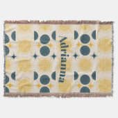 Couverture Boho Sun Moon Stars Blue Yellow Personnalisé (Devant)