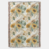 Couverture Boho Sunflowers Watercolor Gold (devant Vertical)