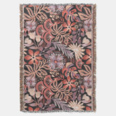 Couverture Boho Terracotta Floral Pattern Throw Blanket (devant Vertical)