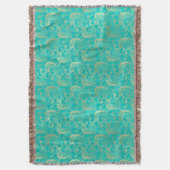 Couverture Boho turquoise et or élégant motif paon (devant Vertical)