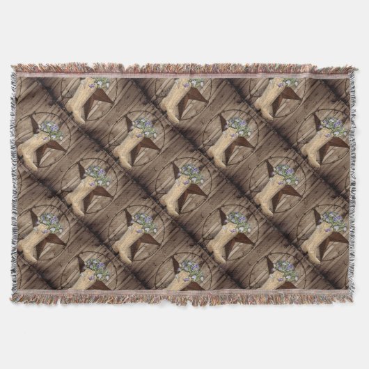Couverture bois de grange rustique étoile western cowboy fleu (Devant)