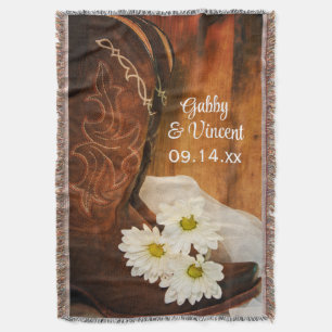 Couverture Boots de cowboy blanc de marguerites Pays Mariage