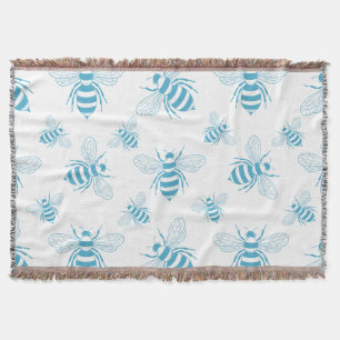 Couverture Botanique d'abeille vintage bleu (1)