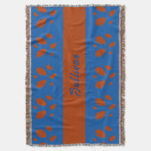 Couverture Botanique Joli Feuilles Brown sur Royal Blue Desig (devant Vertical)