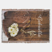 Couverture Botte de cowboy, marguerites, cheval Bit Pays Oues (Devant)
