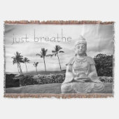 Couverture Bouddha d'Hawaii noir blanc photo Breathe Citation (Devant)