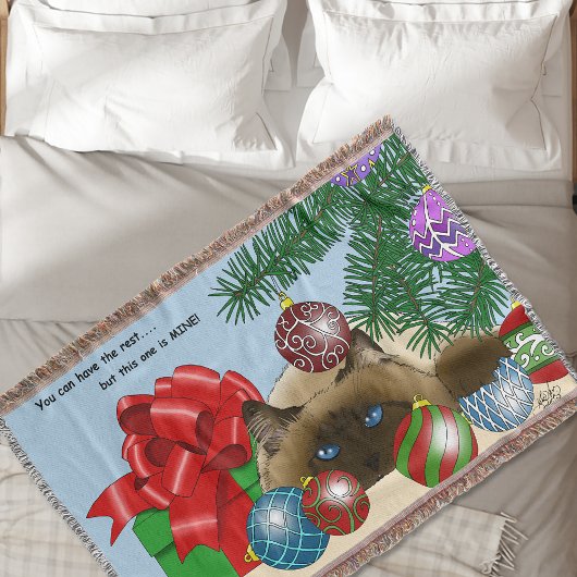 Couverture Boule de Noël Chat siamois Drôle