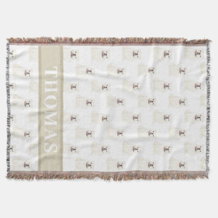 Couverture Bouledogue anglais personnalisé (blanc)