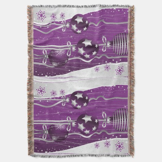 Couverture Boules Et Rubans De Noël Argent Violet (devant Vertical)