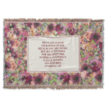 Bourgogne Corail Floral Verset Biblique Timothy Je