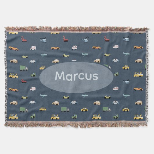 Couverture Boys Cute Transport Voiture Motif monogramme Enfan (Devant)