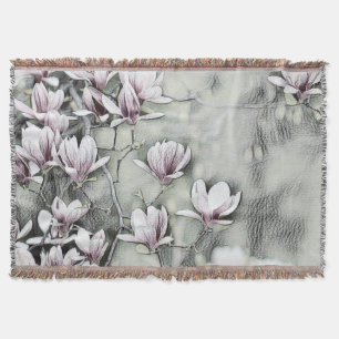 Couverture Branche de magnolia rose tirant sur fond noir gris