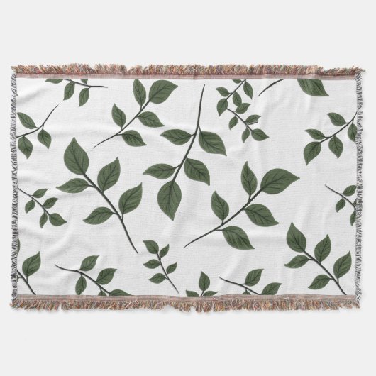 Couverture Branches de feuillage avec Feuilles verts en blanc (Devant)