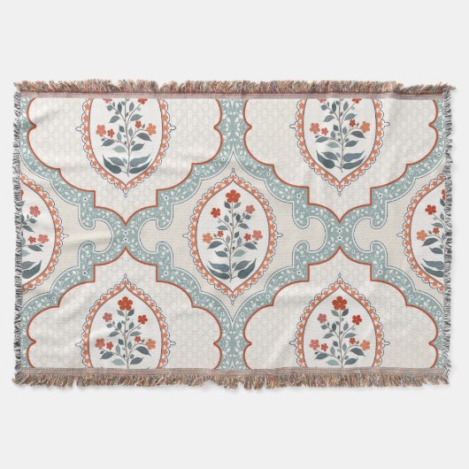 Couverture Branches de fleurs vintages, textile indien. (Devant)