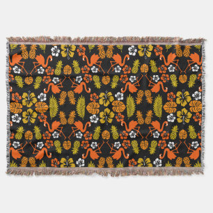 Couverture Bright Orange Floral Tropical Motif
