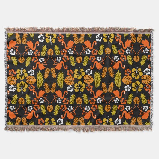 Couverture Bright Orange Floral Tropical Motif (Devant)