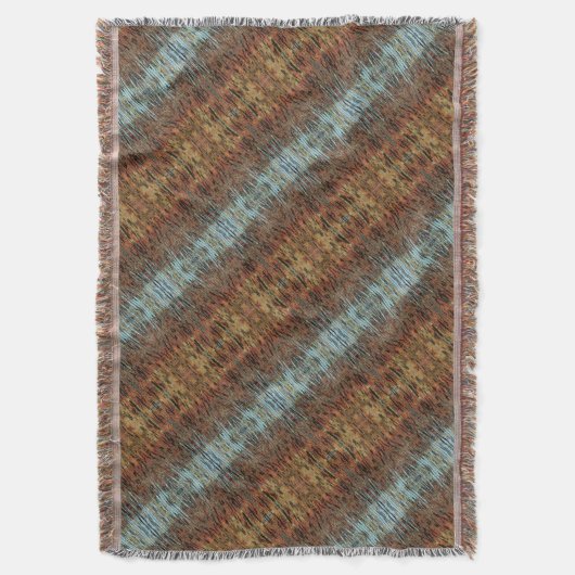 Couverture Brown Aqua et Orange Tribal Abstrait tripé (devant Vertical)