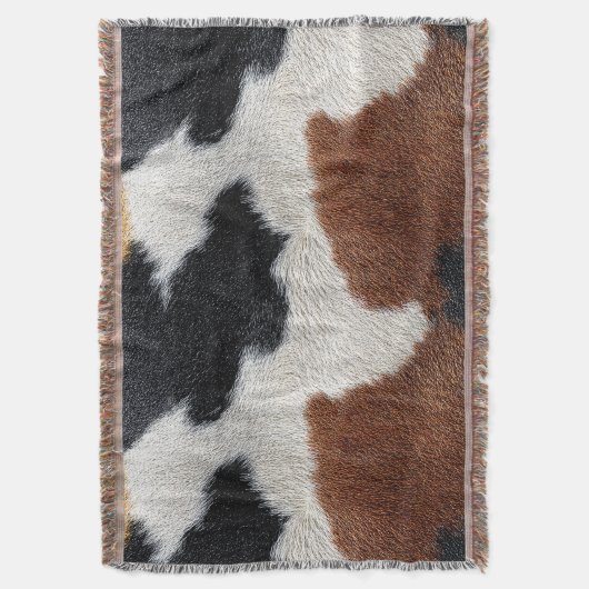 Couverture Brown black and white cowhide texture throw pillow (devant Vertical)