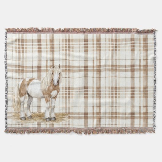 Couverture Brown Blanc Horse Plaid Stripes (Devant)