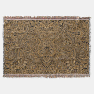 Couverture Brown Et Beige Vintage Floral Paisley