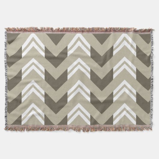 Couverture Brun moderne, beige, motif blanc de Chevron (Devant)