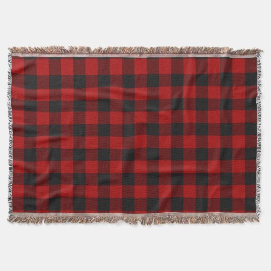 Couverture Buffalo Check Red and Black Carrés Plaid (Devant)
