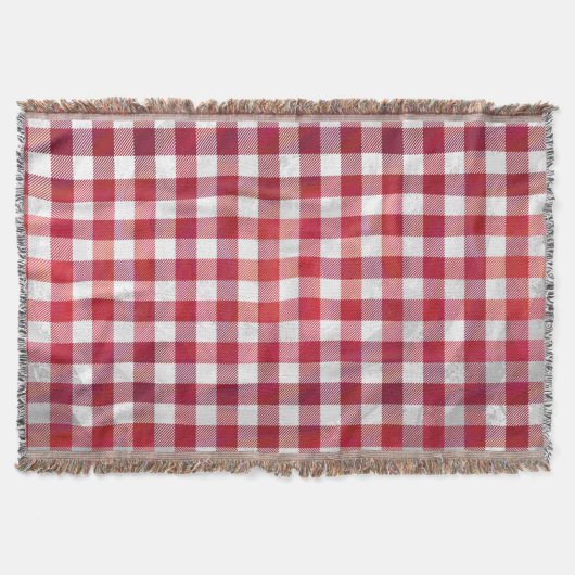 Couverture Buffalo plaid rouge et blanc (Devant)