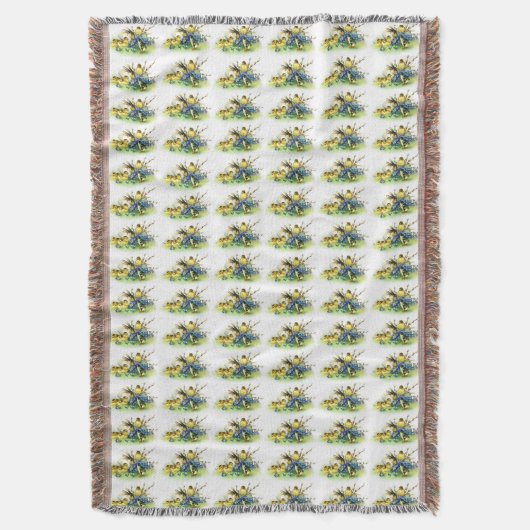 Couverture Bunny & Chicks Style Vintage Pâques Jetée Blanche (devant Vertical)