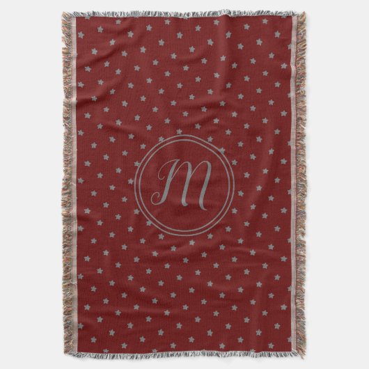 Couverture Burgundy Red Grey Stars Motif Élégant Noël (devant Vertical)