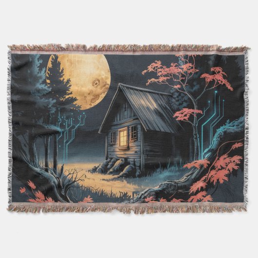 Couverture Cabane au Clair de Lune Forêt Japonaise Art (6) (Devant)