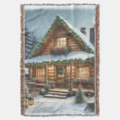 Couverture Cabane enneigée de Noël/hiver rustique (devant Vertical)