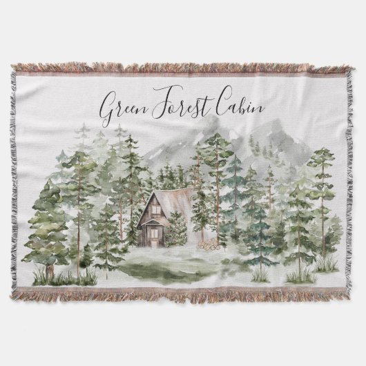 Couverture Cabine d'aquarelle dans la forêt de pins verts (Devant)