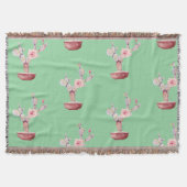 Couverture Cactus Prickly Pear Aquarelle Vert (Devant)