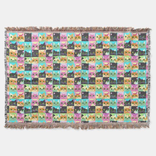 Couverture Cadeau Chat | Motif de chat mignon Kawaii (Devant)