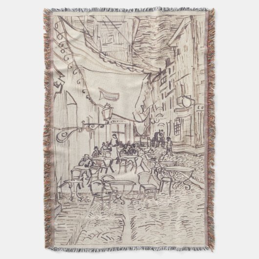 Couverture Café Terrasse en soirée, Dessin d'art, Van Gogh (devant Vertical)