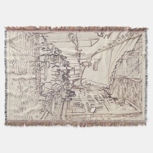 Couverture Café Terrasse en soirée, Dessin d'art, Van Gogh (Devant)