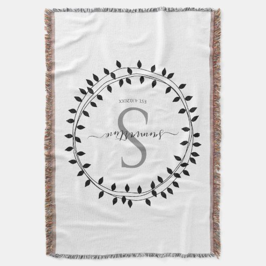 Couverture Calligraphy Script Wreath Monogram Woven (devant Vertical)