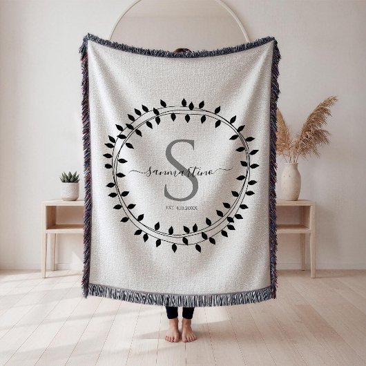 Couverture Calligraphy Script Wreath Monogram Woven