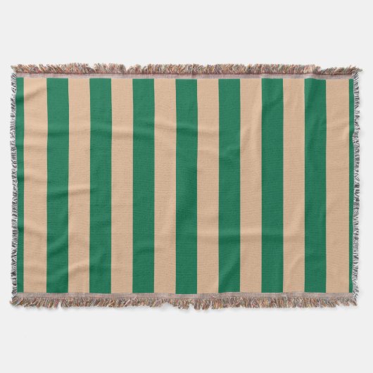 Couverture Camel Beige & Classic Green Stripe (Devant)