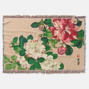 Couverture Camélias japonais vintages. Rose-foncé sur le