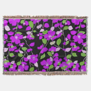 Couverture CAMELLIAS PURPLE, FEUILLES VERT BLANC NOIR Floral 